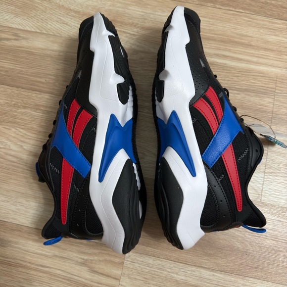 Reebok Turbo Restyle Sneaker Unisex Adults 10 Black/Cobalt/Vector Red Lace Up~ - Picture 9 of 12